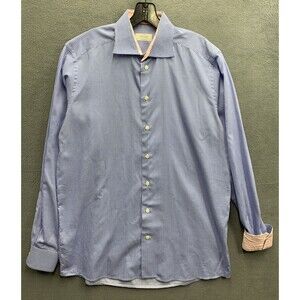 Eton Contemporary Fit Men Button Up Dress Shirt Flip Cuff Gingham Check Sz 16/41